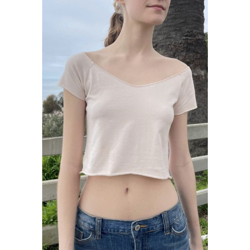 Brandy Melville Mayson V-Neck Short Sleeve Top